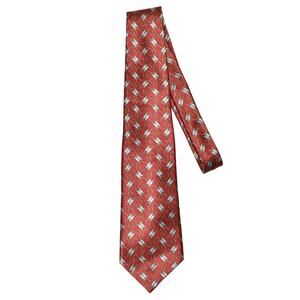 ROBERT TALBOTT $175 Red w/ Blue Gold Printed Imported Silk 4" Tie